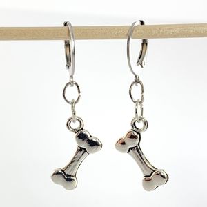 Stainless Steel Hoop Dog Bone Earrings